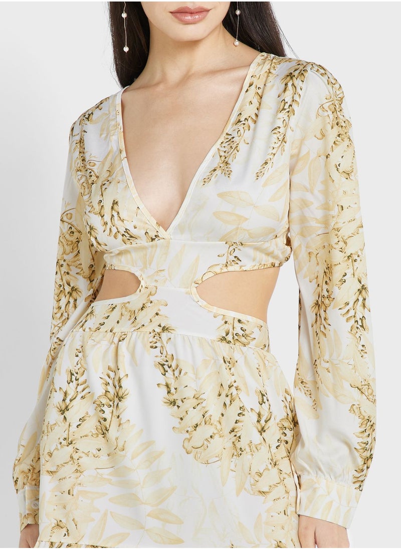 ELLA - Cutout Back Printed Dress - Image 1