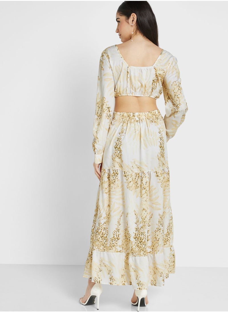 ELLA - Cutout Back Printed Dress - Image 1