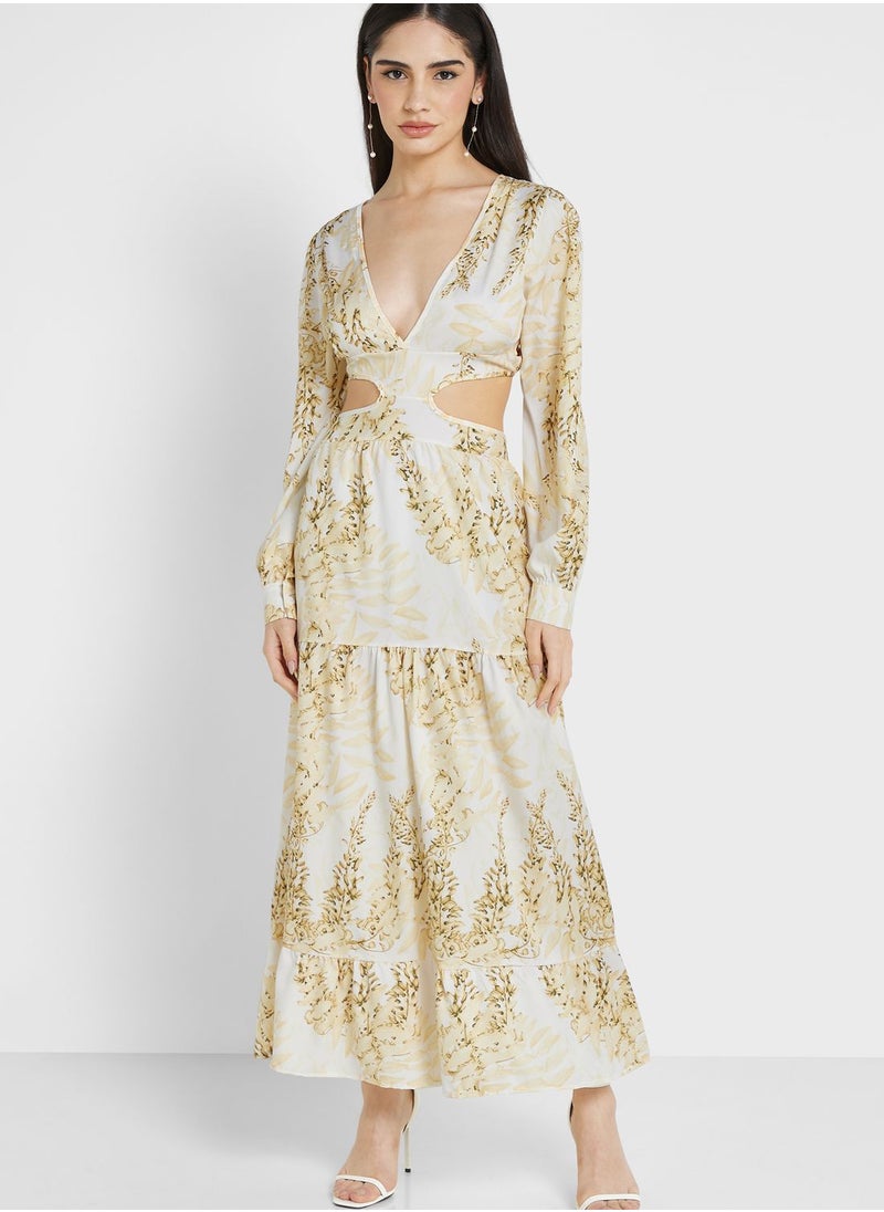 ELLA - Cutout Back Printed Dress - Image 1