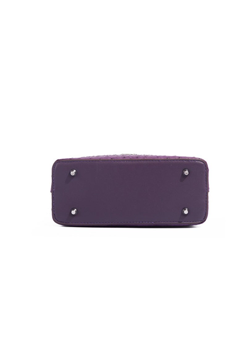 BLLE ROWN Women Top Handle Satchel Bag Purple Color Crocodile Pattern Flap Crossbody Bag  - Image 4