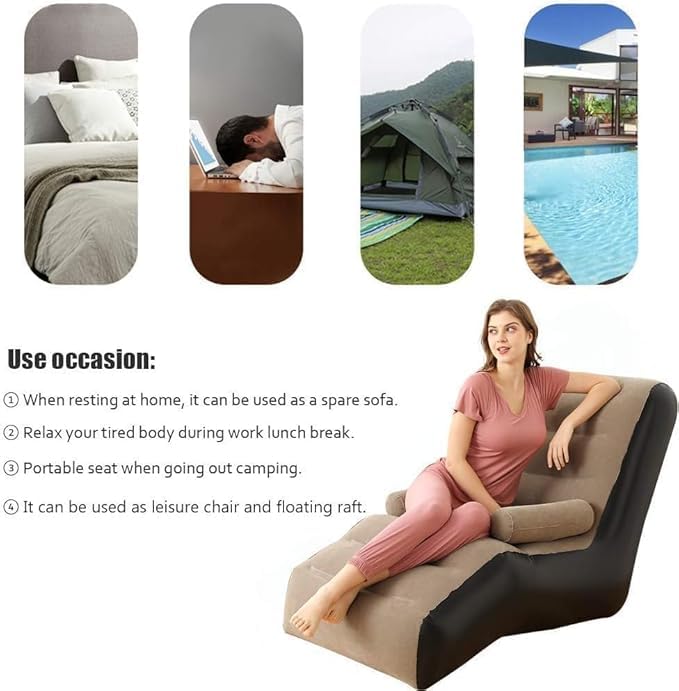 Keshmart Air Sofa Inflatable Sofa Chair Air Chair Inflatable Sofa Portable Sofa Single Seater Sofa Chair Bed Set Portable Recliner with Air Pump - Image 5
