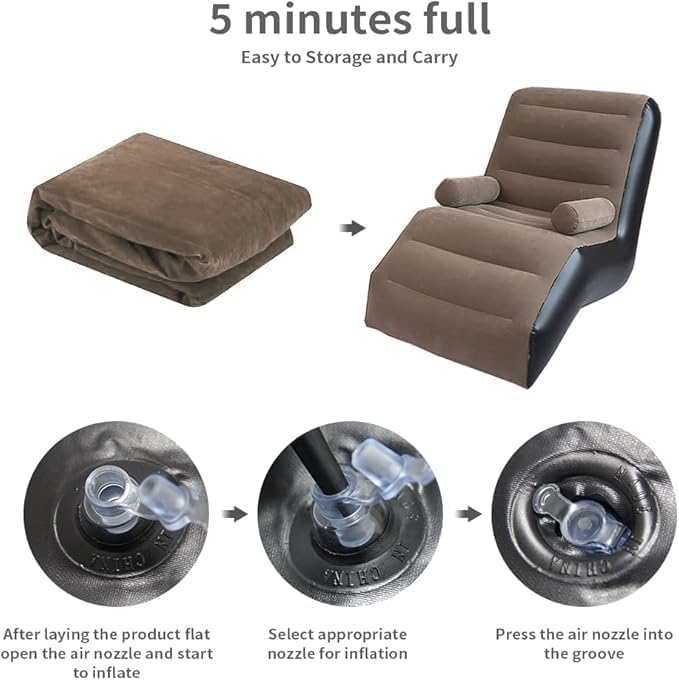 Keshmart Air Sofa Inflatable Sofa Chair Air Chair Inflatable Sofa Portable Sofa Single Seater Sofa Chair Bed Set Portable Recliner with Air Pump - Image 4
