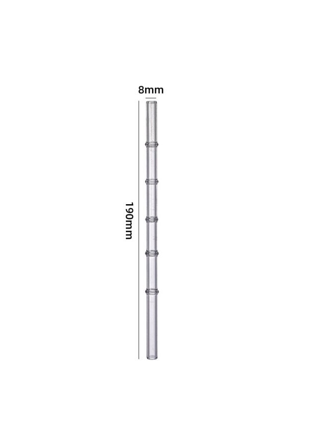 Five-Section Bamboo Node Glass Straws Transparent Colorful Beverage Straws Milk Tea Juice Straw For Party And Wedding Supplies-Color:gray Straight Tube  - Image 1