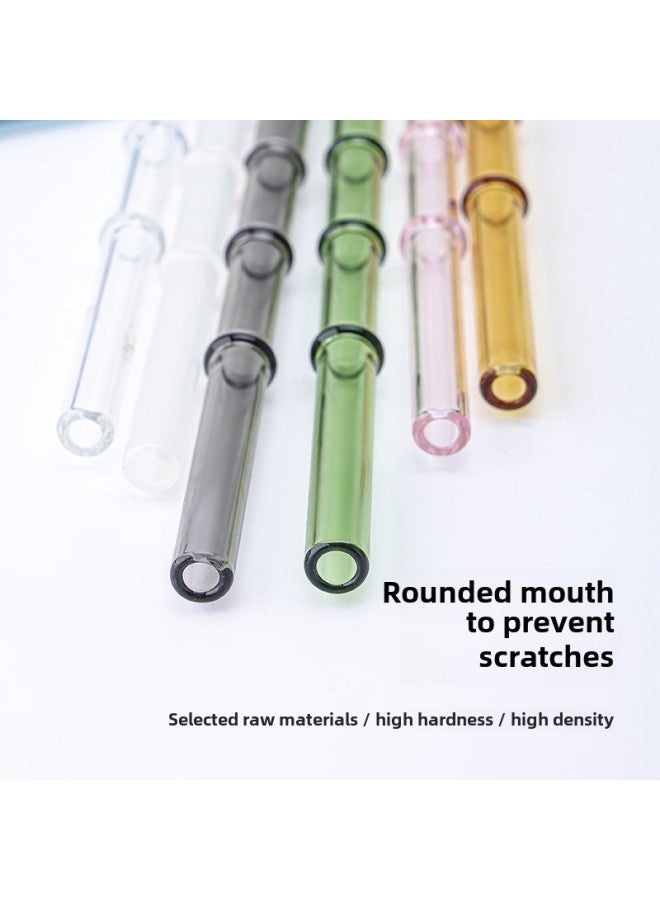 Five-Section Bamboo Node Glass Straws Transparent Colorful Beverage Straws Milk Tea Juice Straw For Party And Wedding Supplies-Color:gray Straight Tube  - Image 4