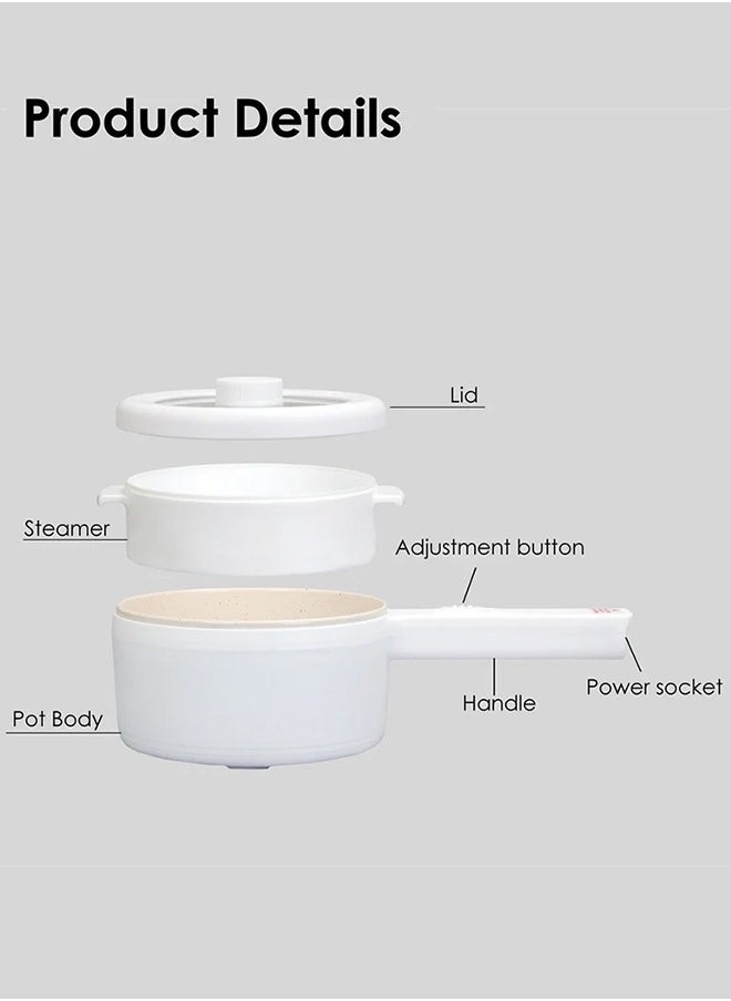 Eworld 2L Electric Mini Hot Pot with Steamer, Overheat Protection, and Adjustable Temperature  Perfect for Dorms, Offices, and On the Go Cooking  - Image 2