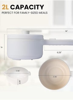 Eworld 2L Electric Mini Hot Pot with Steamer, Overheat Protection, and Adjustable Temperature  Perfect for Dorms, Offices, and On the Go Cooking  - Image 3