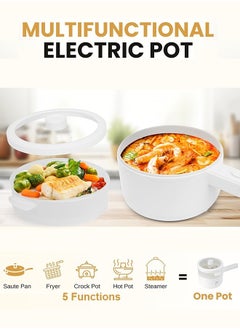 Eworld 2L Electric Mini Hot Pot with Steamer, Overheat Protection, and Adjustable Temperature  Perfect for Dorms, Offices, and On the Go Cooking  - Image 4