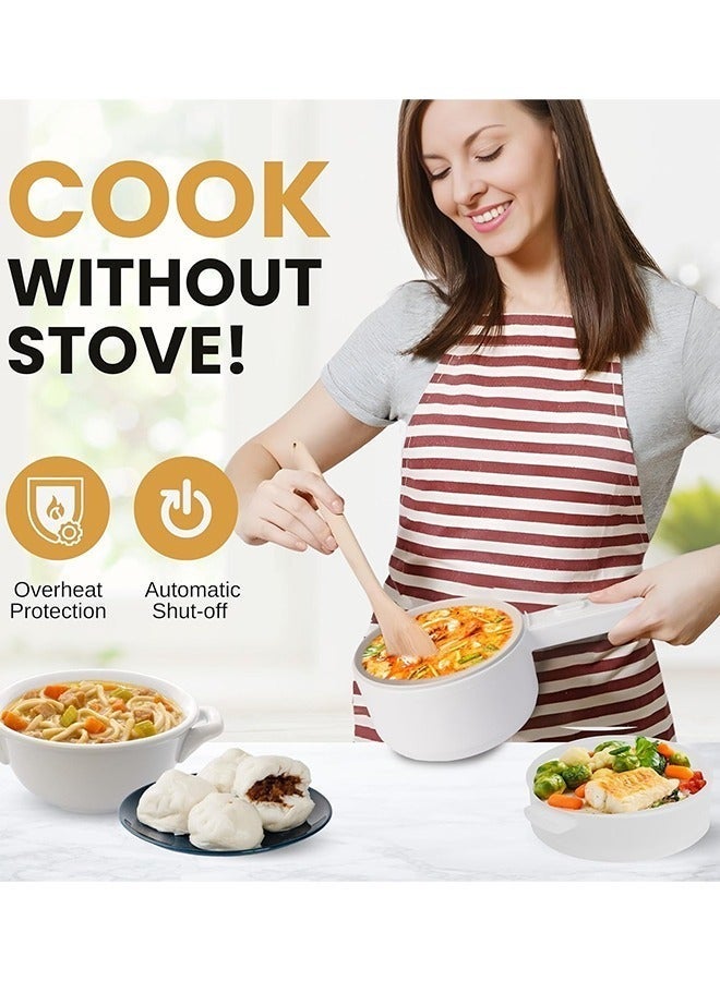 وعاء كهربائي صغير سعة 2 لتر مع صينية بخار، حماية من السخونة الزائدة، ودرجة حرارة قابلة للتعديل – مثالي للسكن الجامعي والمكاتب والطهي أثناء التنقل - view 5