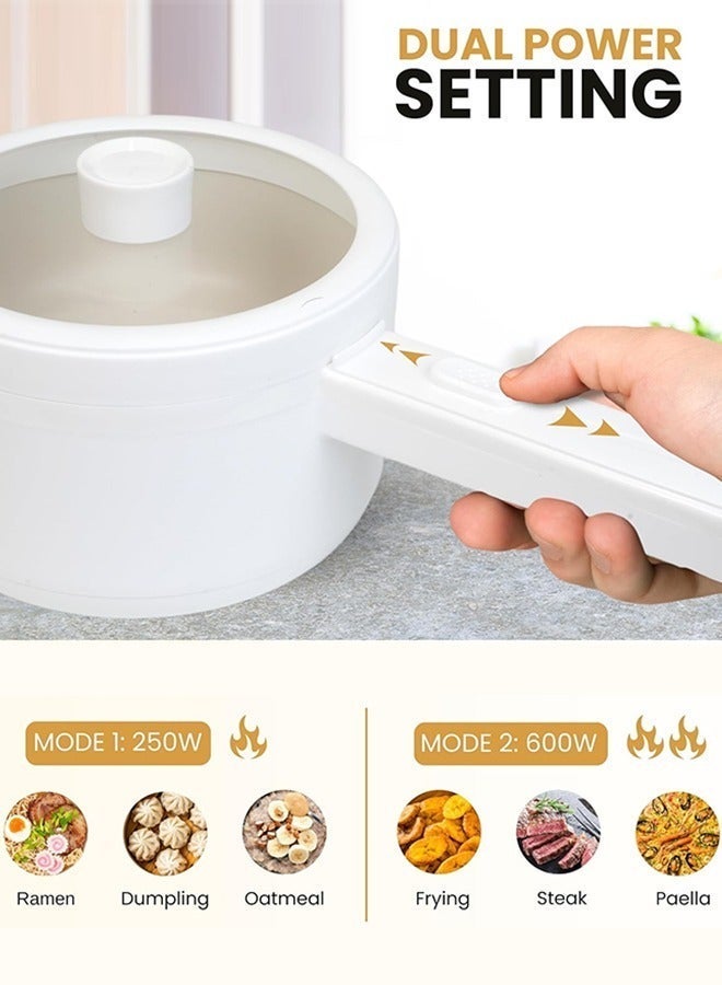 وعاء كهربائي صغير سعة 2 لتر مع صينية بخار، حماية من السخونة الزائدة، ودرجة حرارة قابلة للتعديل – مثالي للسكن الجامعي والمكاتب والطهي أثناء التنقل - view 4
