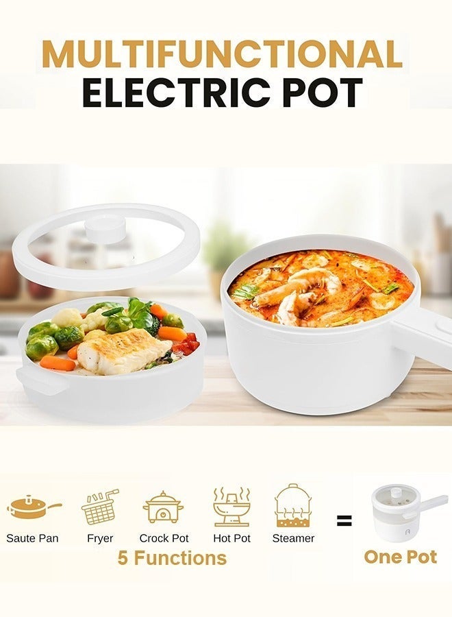 وعاء كهربائي صغير سعة 2 لتر مع صينية بخار، حماية من السخونة الزائدة، ودرجة حرارة قابلة للتعديل – مثالي للسكن الجامعي والمكاتب والطهي أثناء التنقل - view 2