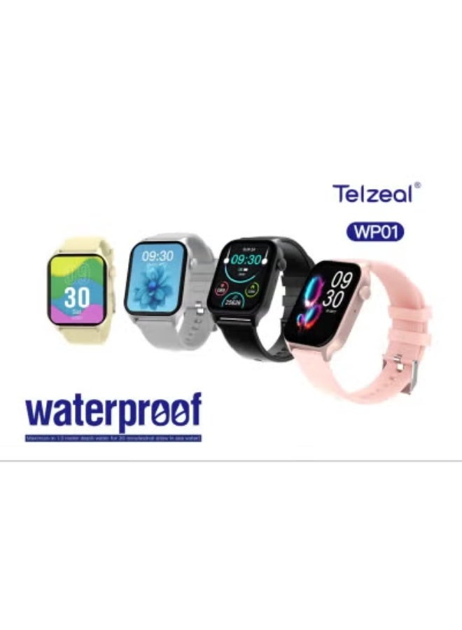 Telzeal WP01 Waterproof Smartwatch – Full-Touch Fitness Tracker with IP68 Water Resistance – Heart Rate & Sleep Monitor – Stylish Lightweight Unisex Design – 2 Changeable Straps Included – Long Battery Life – Multi-Sport Modes – Compatible with Android & iOS - Image 3