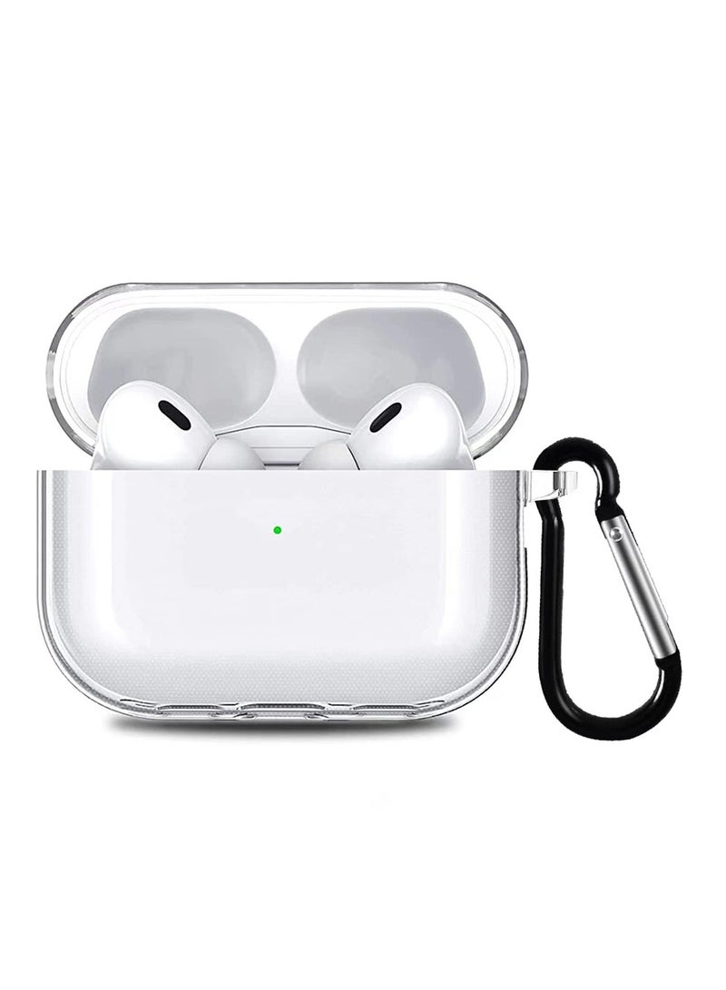 CATANES Shockproof Case For Wireless Headphone Pro 2 Crystal Clear Shockproof Case Transparent Ultra Slim Cover with Keychain Carabiner - Image 1