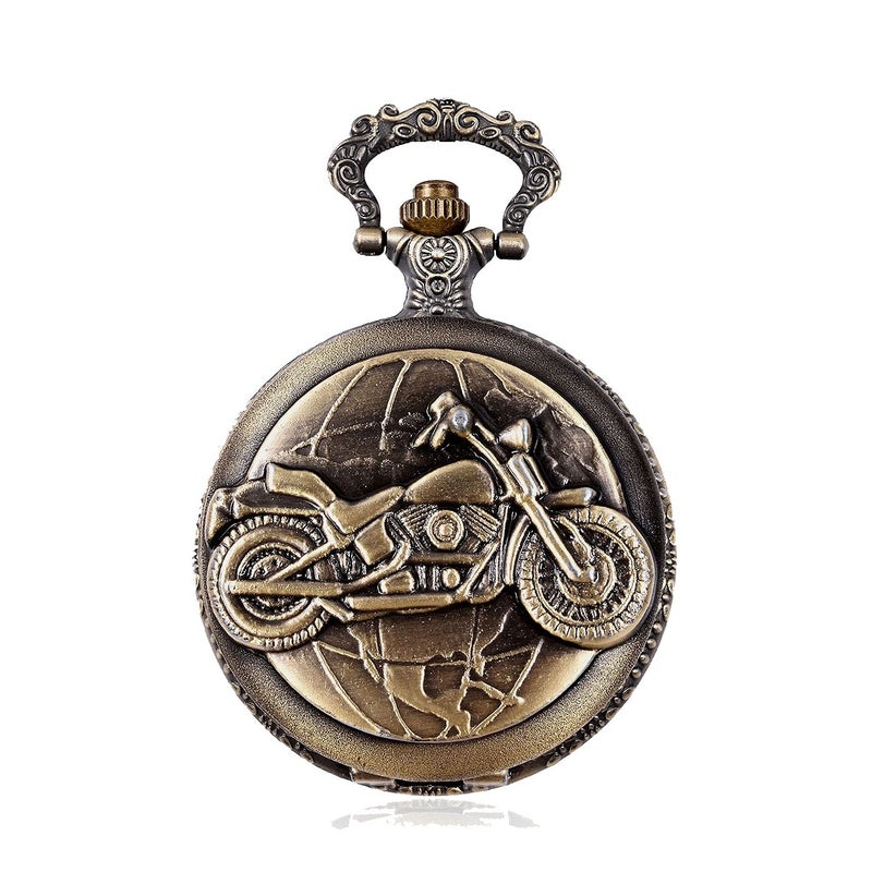 exciting Lives Vintage Motorbike Pocket Watch Keychain - Gift for Christmas, Christmas Day, Birthday, Anniversary, For Brother, Boyfriend, Husband, Dad, Friend, Corporate gifts - Keyring - Image 1
