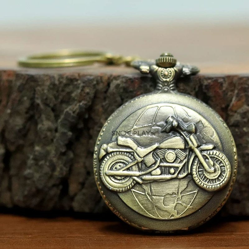 exciting Lives Vintage Motorbike Pocket Watch Keychain - Gift for Christmas, Christmas Day, Birthday, Anniversary, For Brother, Boyfriend, Husband, Dad, Friend, Corporate gifts - Keyring - Image 2
