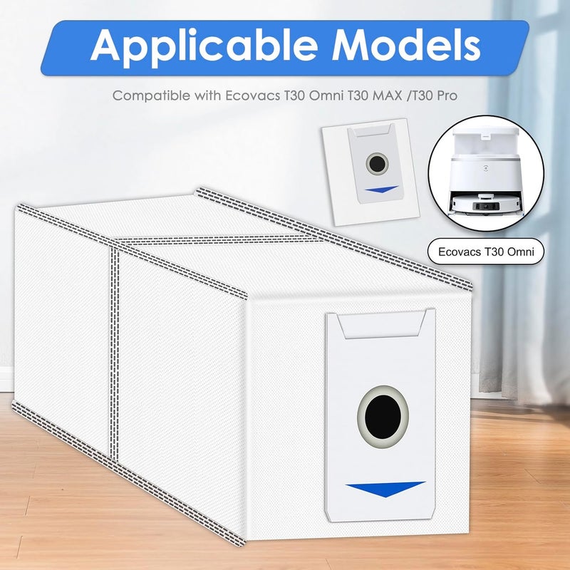 9 أكياس غبار بديلة من M12 Pro+ متوافقة مع ECOVACS DEEBOT T30 Omni / T30 Pro Omni / Yeedi M12 Pro+ / T30 / T30 MAX للمكنسة الكهربائية، مع طبقة فلتر كربون نشط، مجموعة ملحقات أكياس الغبار - Image 2