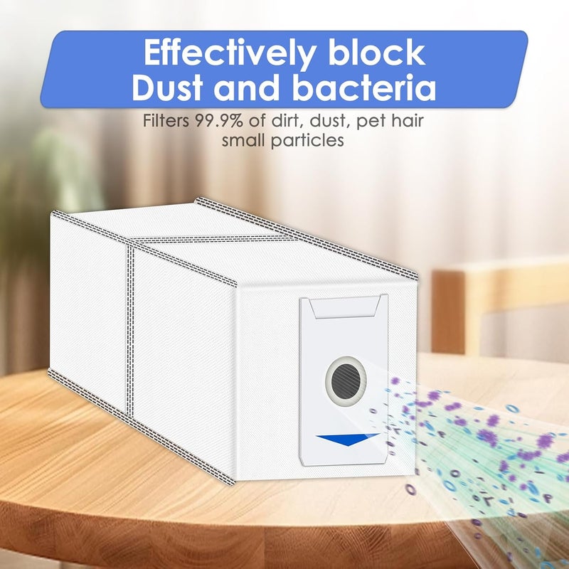 9 أكياس غبار بديلة من M12 Pro+ متوافقة مع ECOVACS DEEBOT T30 Omni / T30 Pro Omni / Yeedi M12 Pro+ / T30 / T30 MAX للمكنسة الكهربائية، مع طبقة فلتر كربون نشط، مجموعة ملحقات أكياس الغبار - Image 4