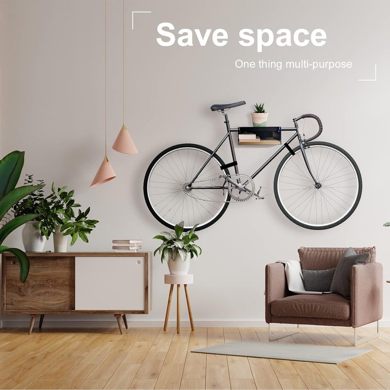 MOSHAY Bicycle Wall Mount S-Rack Bicycle Holder Aluminium Wood - Bicycle Mount for Road Bike Gravel Bike Touring Bike - Bicycle Stand Wall Indoor Storage for Garage Living Room - Image 5