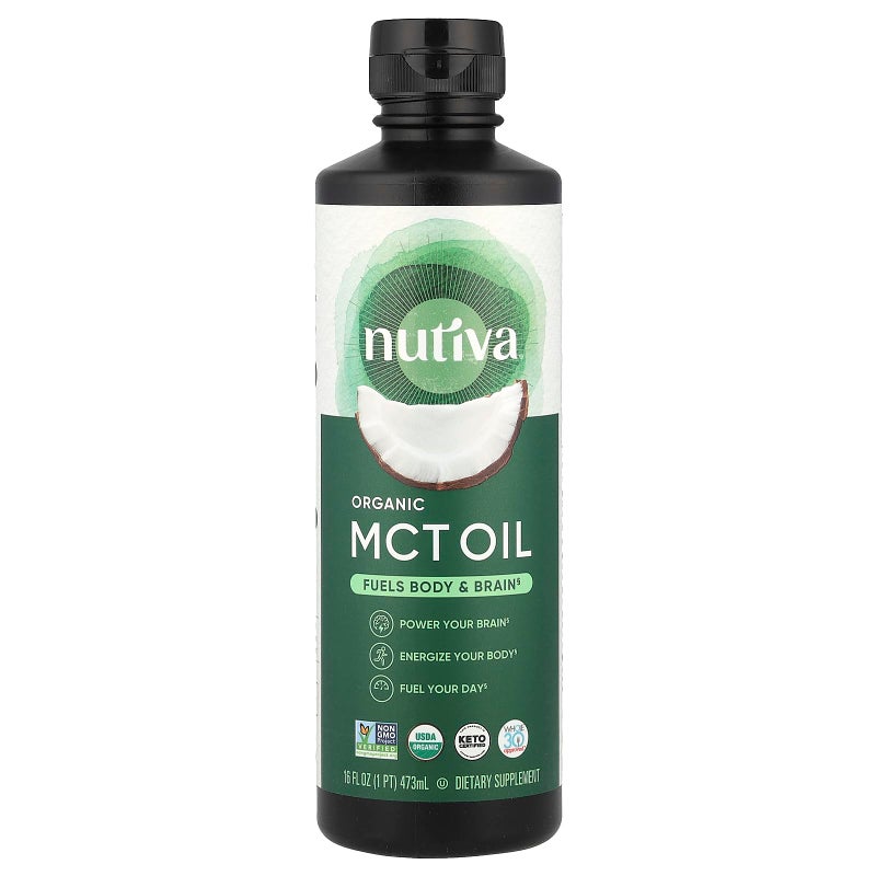 Nutiva Organic MCT Oil Kosher Keto Friendly USDA Certified Organic NonGMO 16 Fluid Ounce Pack of 1