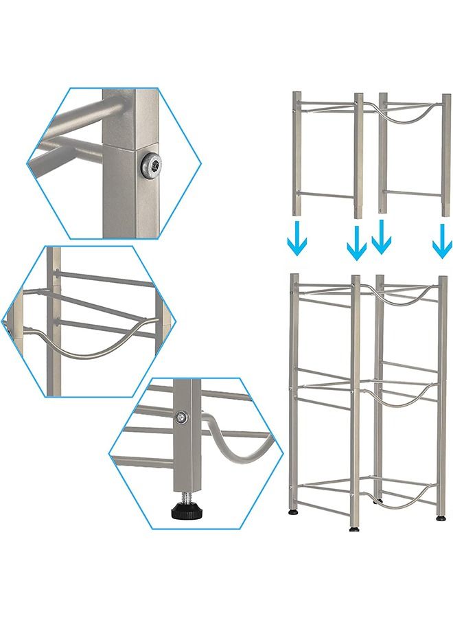 Water Bottle Holder Cooler Jug Rack  3 Ties, 5 Gallon Water Bottle Storage Rack Detachable Heavy Duty Chrome Water Bottle Cabby Rack Caddy Carrier - Image 4