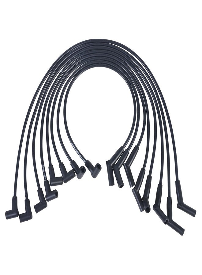 RLP Silicone Spark Plug Wires Set 8.0mm Black Replacement for SBF Small Block Ford Valve Cover Wires 221 255 260 289 302 351W Fits HEI Distributor Caps - Image 1