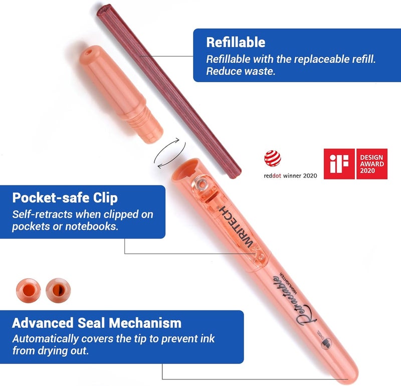 WRITECH Retractable Highlighters Assorted Colors: Chisel Tip Click Aesthetic Highlighter Marker Pens Pack Multi Colored Ink No Bleed Smear for Highlighting Journaling (12ct Neon+Pastel) - Image 3