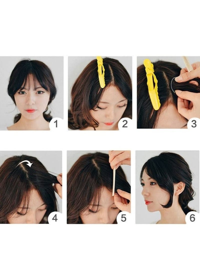 إستيل مقطع غير مرئي من الانفجارات الطويلة المستقيمة المصنوعة يدويًا في الانفجارات الجانبية شعر بشري بمظهر طبيعي وتمديد قطعة شعر بني داكن - Image 5