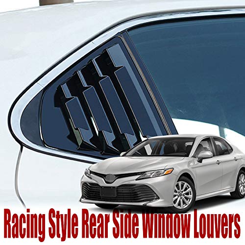 XITER 2PCS ABS Carbon Fibre Racing Style ABS Rear Side Window Louvers Air Vent Scoop Shades Cover Blinds for Toyota Camry 2018 2019 2020 2021 2022 2023 2024 (Mirror Black) - Image 2