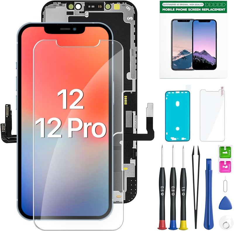 EXW iPhone 12/12 Pro Screen Replacement 6.1" Full HD LCD Display with Repair Tools - Image 1