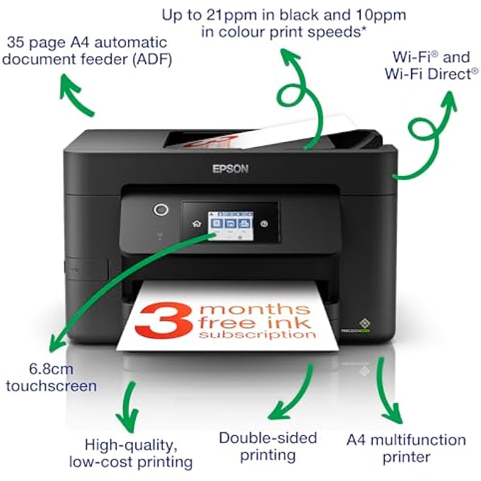 WORKFORCE WF-3820 ALL-IN-ONE WIRELESS COLOUR PRINTER WITH SCANNER, COPIER, FAX, ETHERNET, WI-FI DIRECT AND ADF, BLACK - Image 3