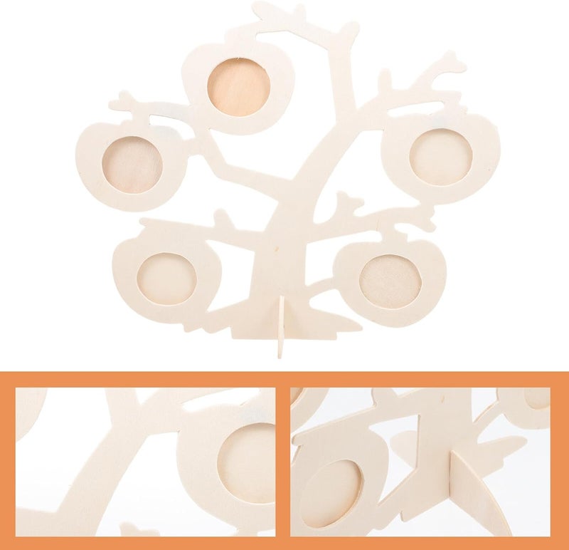 Apple Tree Photo Frame Set, 2 Pieces DIY Wooden Picture Frames with Lightweight Snow Clay Mold, Creative Tabletop Photo Holder for Home Decor and Craft Display - Image 4