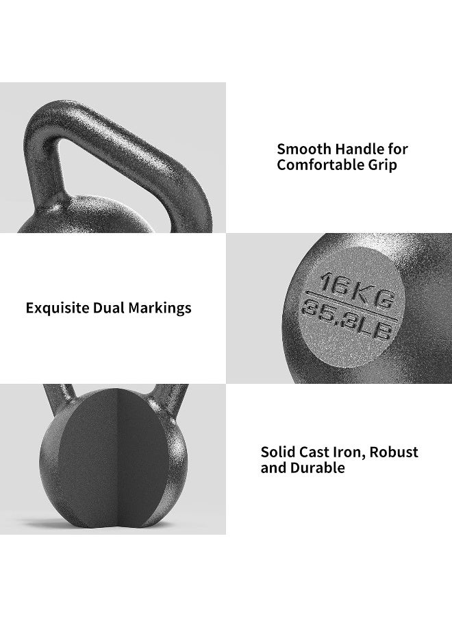 PROIRON Cast Iron kettlebell Weight for Home Gym Fitness & Weight Training (4kg-24kg) (1 x 16KG) - Image 2