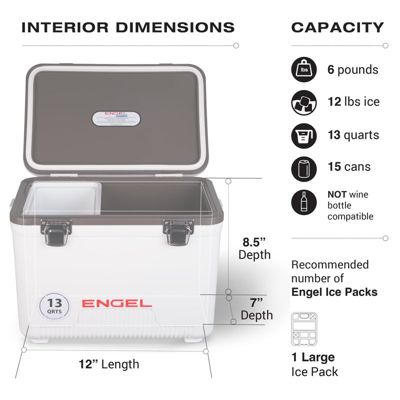 Engel UC13 13 Quart Leak-Proof, Air Tight, Drybox Cooler and Small Hard Shell Lunchbox for Men and Women in Black - Image 3