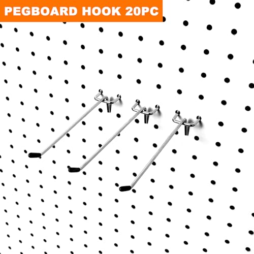 Scartink Pegboard Hooks Pegboard Accessories,6 inch,Pegboard Organizer Kit for Garage Organization,Tool Storage,20 Pack - Image 4