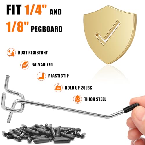 Scartink Pegboard Hooks Pegboard Accessories,6 inch,Pegboard Organizer Kit for Garage Organization,Tool Storage,20 Pack - Image 3