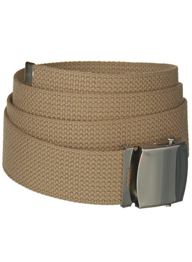Marshal Khaki One Size Canvas Military Web Belt with Silver Slider Buckle