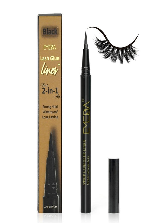 EMEDA Strip Eyelash Glue Eyeliner Waterproof - 2-in-1 Black Eyelash Glue Pen and Eyeliner, Eyelash Liner for 48H Waterproof Long Lasting for Strip Lashes, 3S Quick Dry Beginner Friendly by EMEDA (01) - Image 1