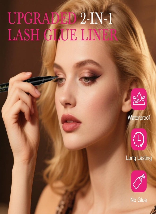 EMEDA Strip Eyelash Glue Eyeliner Waterproof - 2-in-1 Black Eyelash Glue Pen and Eyeliner, Eyelash Liner for 48H Waterproof Long Lasting for Strip Lashes, 3S Quick Dry Beginner Friendly by EMEDA (01) - Image 2
