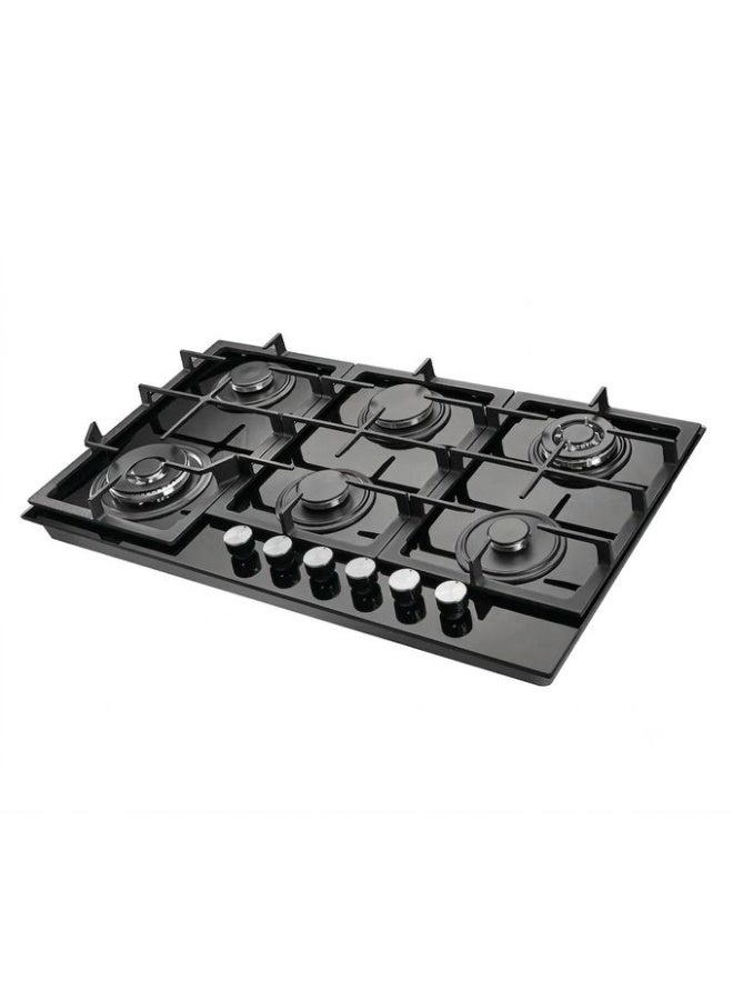 هانس مسطح غاز بلت إن مقاس 90 سم  Maxi+ FullZone -شعلات  6  - شعلتا Wok من SABAF - صمامات غاز SABAF إيطالية - زجاج مقوى 8 مم - إشعال تلقائي InstantFlame - نظام أمان كامل للغاز FFD وحوامل من الحديد الزهر - ستانلس ستيل - BROGHO 9L4GWM GB GB SF - Image 2