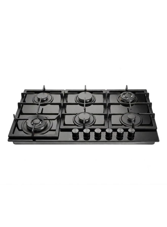 هانس مسطح غاز بلت إن مقاس 90 سم  Maxi+ FullZone -شعلات  6  - شعلتا Wok من SABAF - صمامات غاز SABAF إيطالية - زجاج مقوى 8 مم - إشعال تلقائي InstantFlame - نظام أمان كامل للغاز FFD وحوامل من الحديد الزهر - ستانلس ستيل - BROGHO 9L4GWM GB GB SF - Image 1