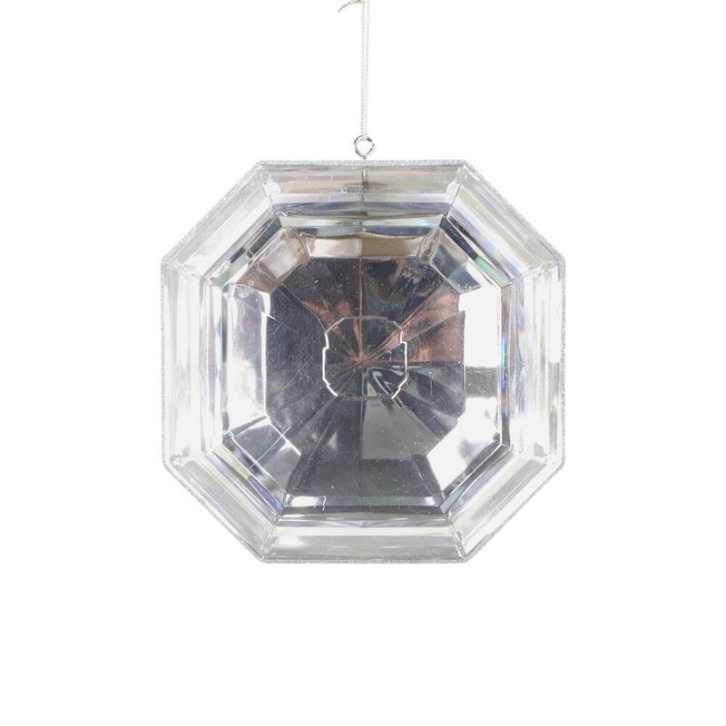 Vickerman 6" Silver Square Jewel Glitter Ornament. 2 per Bag. - Image 2