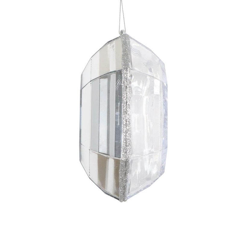 Vickerman 6" Silver Square Jewel Glitter Ornament. 2 per Bag. - Image 3
