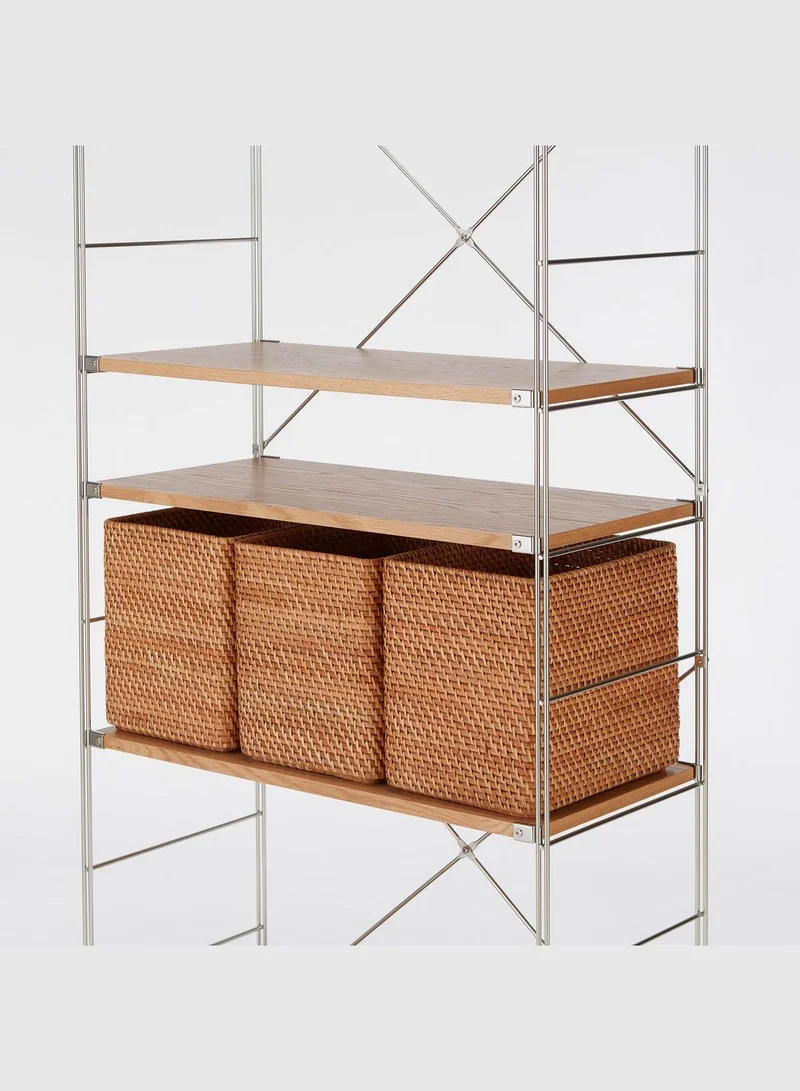 MUJI Overlapping Rattan Rectangular Basket, W 36 x D 26 x H 31 cm, XL, Neutral