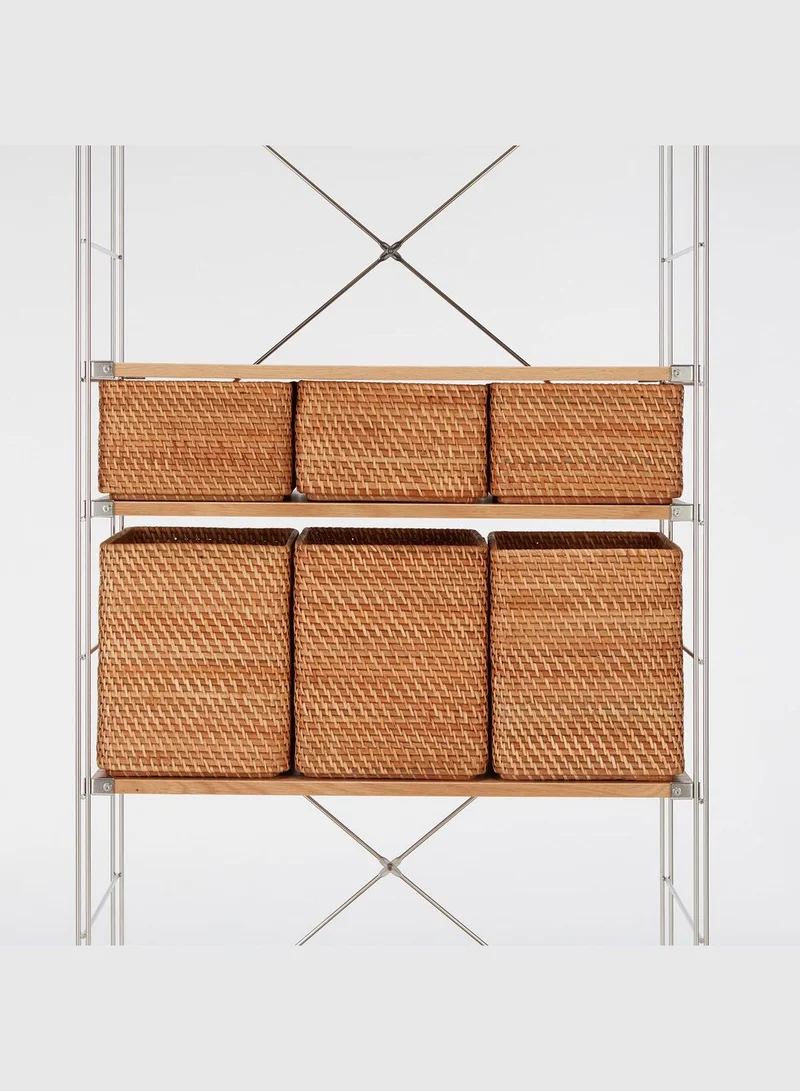MUJI Overlapping Rattan Rectangular Basket, W 36 x D 26 x H 31 cm, XL, Neutral
