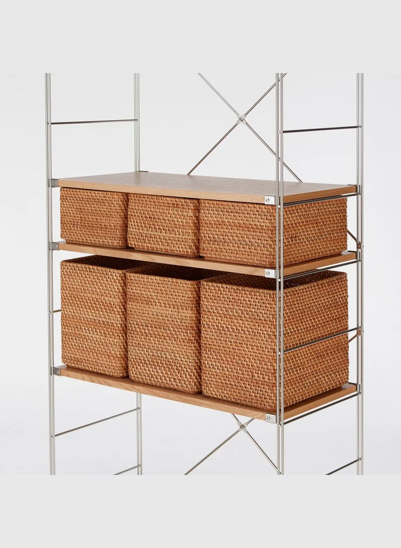 MUJI Overlapping Rattan Rectangular Basket, W 36 x D 26 x H 31 cm, XL, Neutral