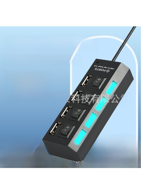 High-speed 4-port Usb Hub Independent Switch Multi-interface Usb Splitter Hub Digital Computer/usb Hub/usb-Number Of Interfaces:4 Black