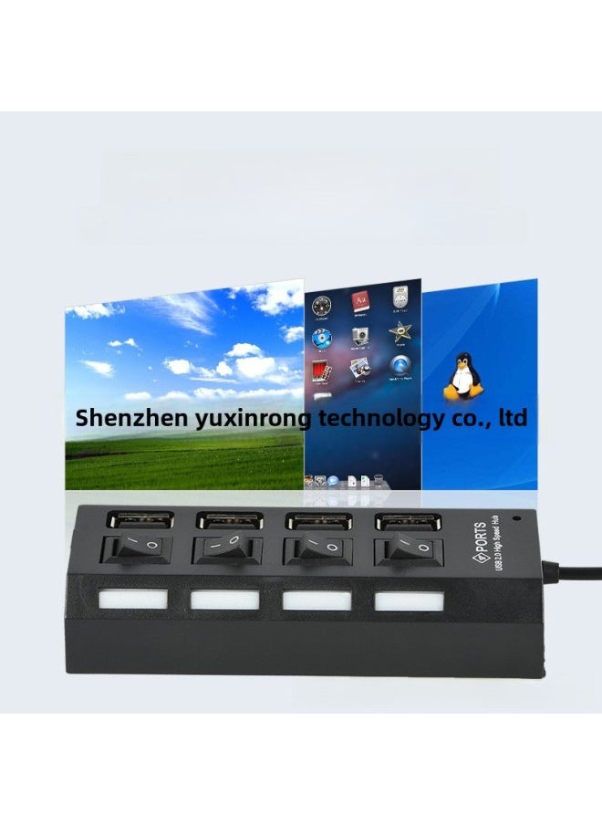 Generic High-speed 4-port Usb Hub Independent Switch Multi-interface Usb Splitter Hub Digital Computer/usb Hub/usb-Number Of Interfaces:4 Black  - Image 2