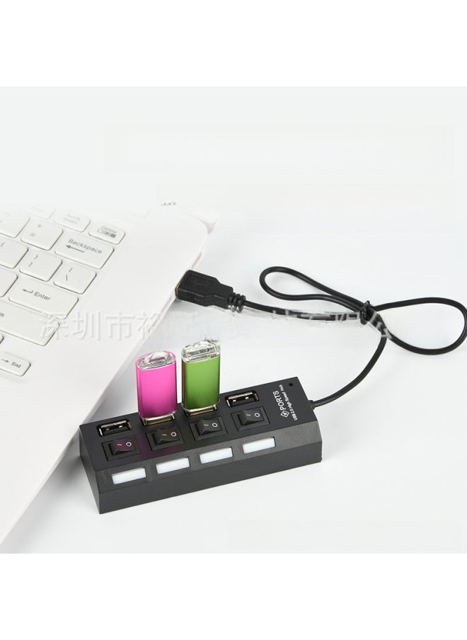 Generic High-speed 4-port Usb Hub Independent Switch Multi-interface Usb Splitter Hub Digital Computer/usb Hub/usb-Number Of Interfaces:4 Black  - Image 3