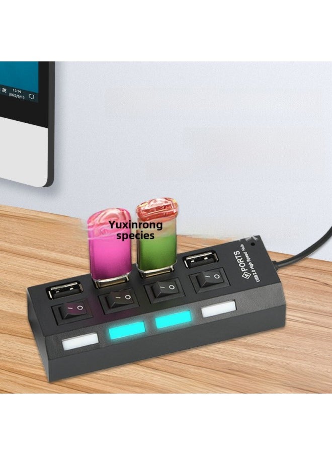 Generic High-speed 4-port Usb Hub Independent Switch Multi-interface Usb Splitter Hub Digital Computer/usb Hub/usb-Number Of Interfaces:4 Black  - Image 4