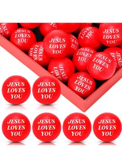 Jerify 30 Pack Jesus Loves You Stress Balls Bulk Red Stress Reliever Toys Squeeze Small Motivational Stress Balls Foam Bouncy Balls For Adults Anxiety Stress Relief Office Gifts Bag Fillers 1.57 Inch  - Image 1