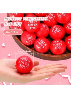Jerify 30 Pack Jesus Loves You Stress Balls Bulk Red Stress Reliever Toys Squeeze Small Motivational Stress Balls Foam Bouncy Balls For Adults Anxiety Stress Relief Office Gifts Bag Fillers 1.57 Inch  - Image 2